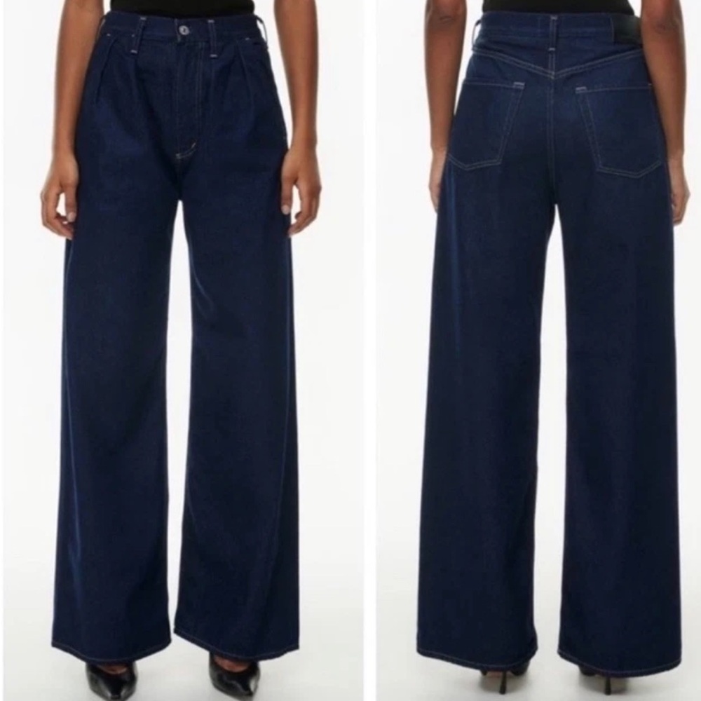 NWOT Citizens of Humanity Maritzy pleated wide-leg jeans, In Dark Wash Size 23